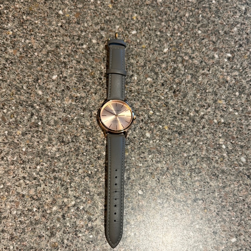 Monroe rose gold leather watch